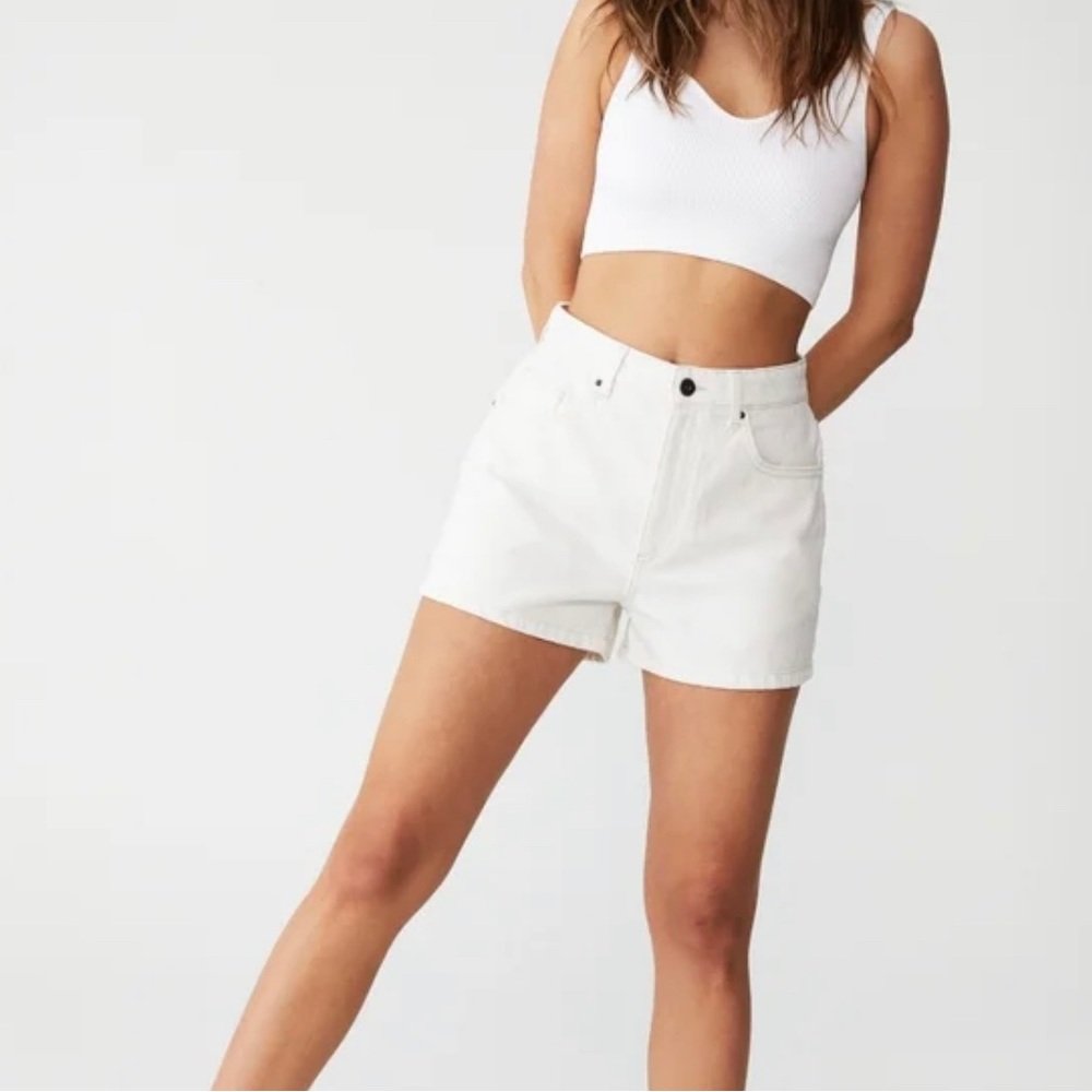 Cotton on high rise mom jean shorts sz 10